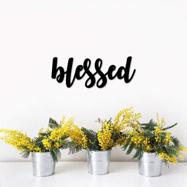 Metal Blessed Sign | Metal Wall Art | Blessed Script Word Art | Blessed Decor | Blessed Gifts |Religious Word Wall Decor for the Living Room